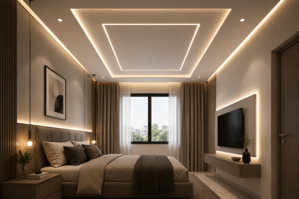 Modern Small Bedroom Ceiling Design
