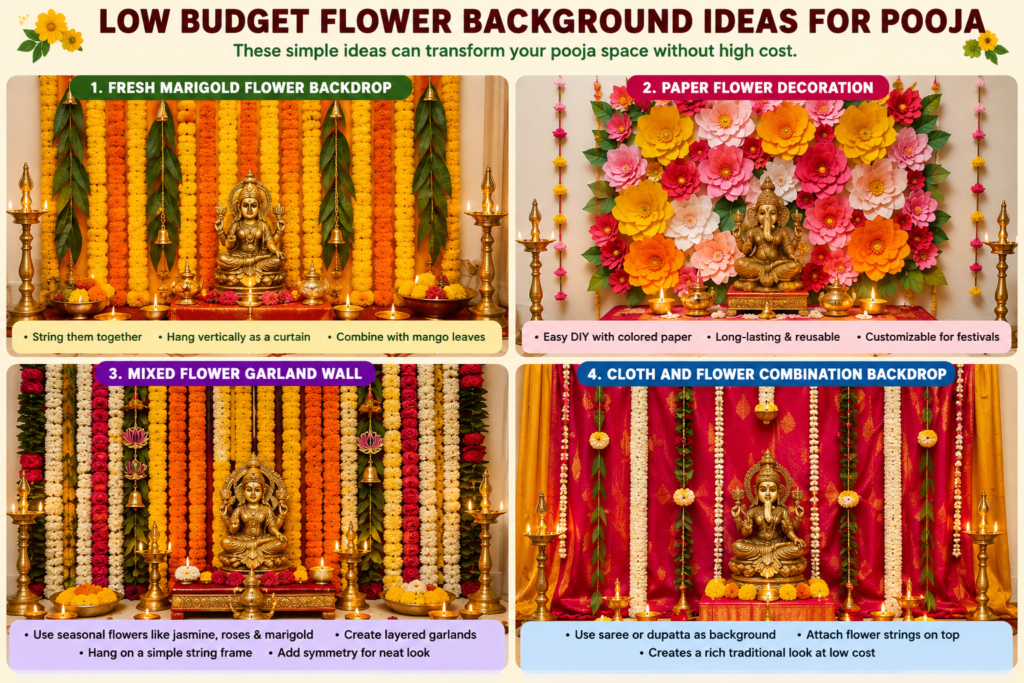 Low Budget Flower Background Ideas for Pooja