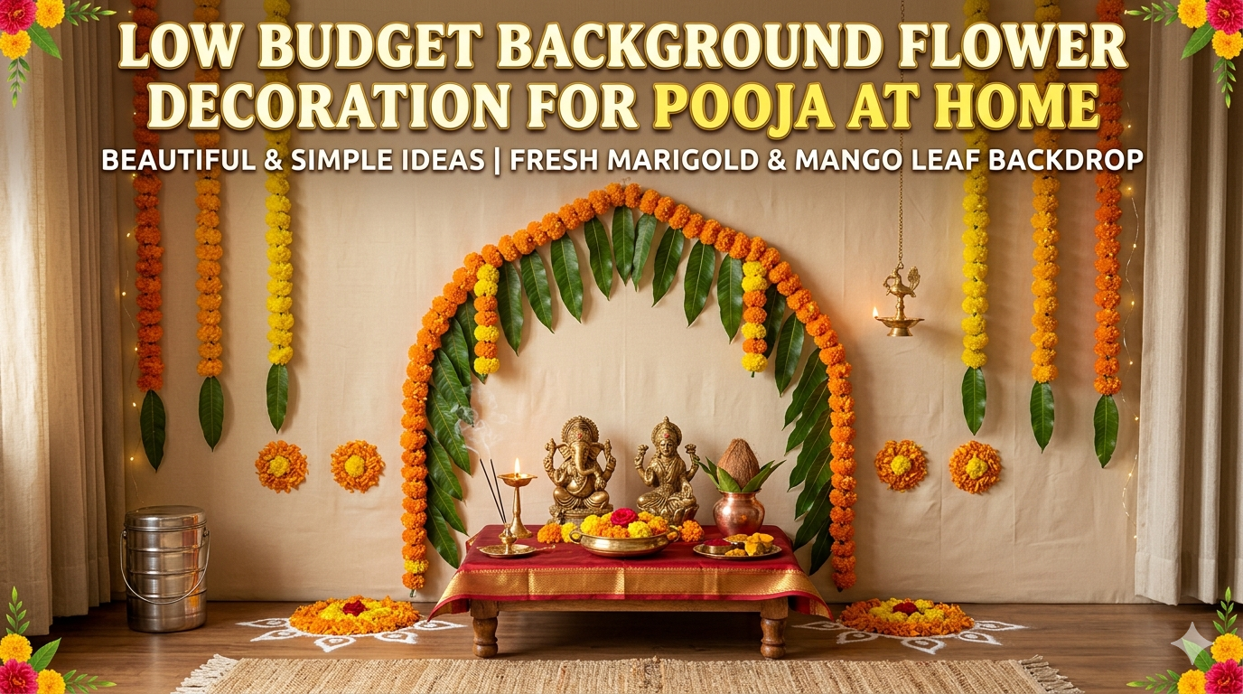 Low Budget Background Flower Decoration for Pooja at Home